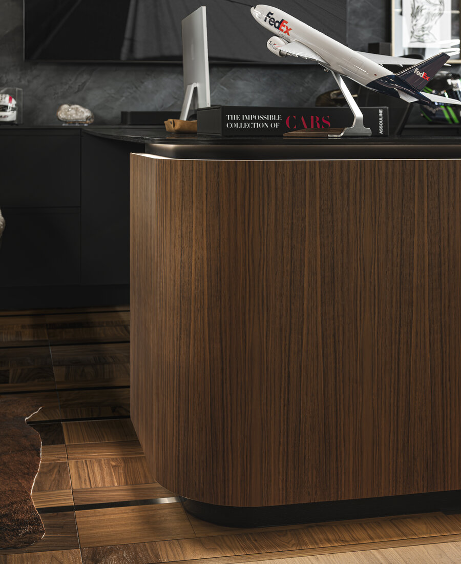 Custom walnut desk detail by Rift Co. Designs